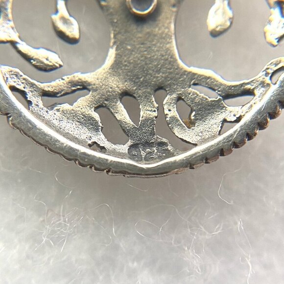 Sterling Silver 925 1.19" Round Openwork Filigree Tree Of Life Dangle Earrings - Picture 9 of 16